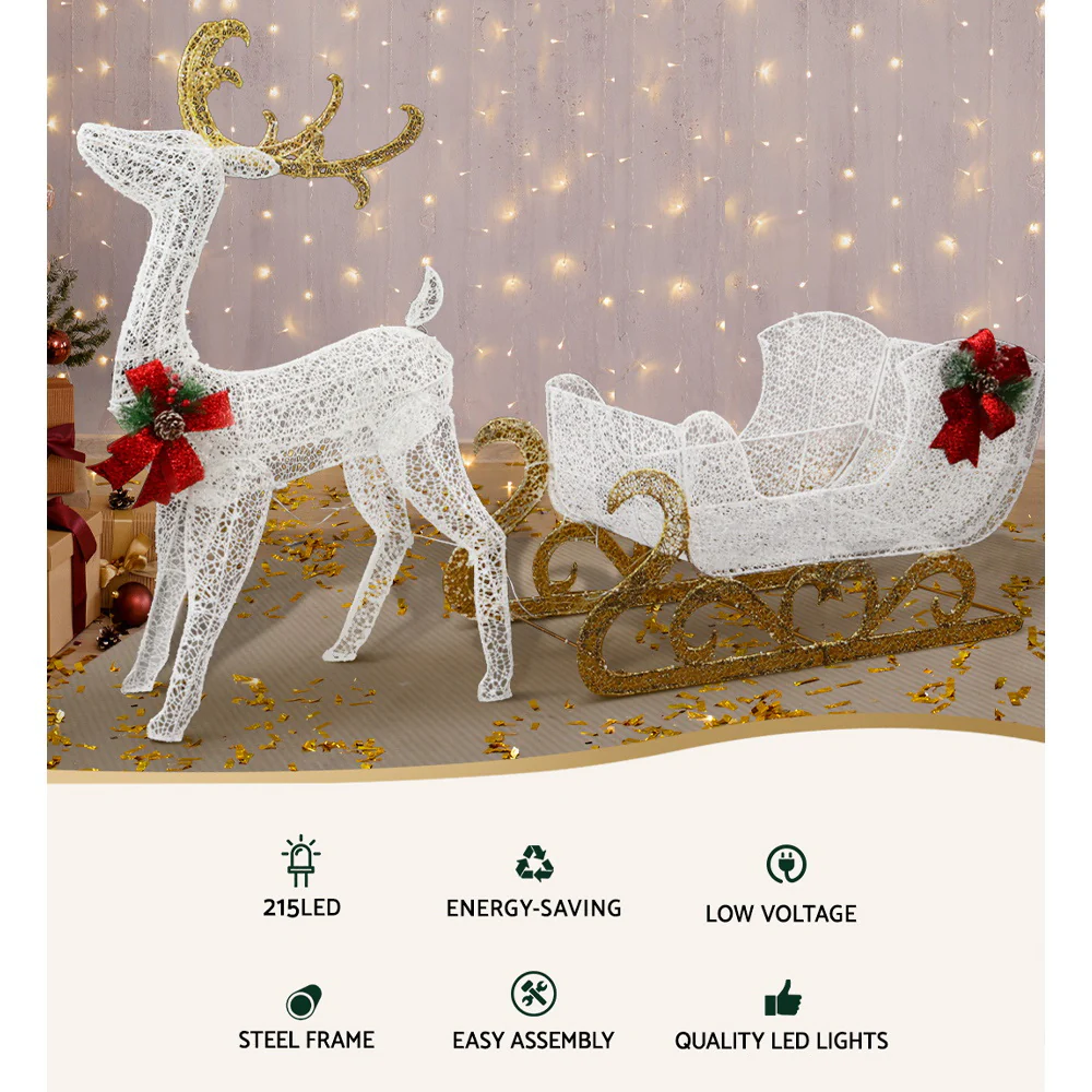 Christmas Lights Reindeer Sleigh215 LED Decorations - Image 4
