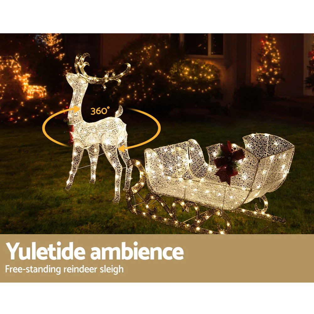 Christmas Lights Reindeer Sleigh215 LED Decorations - Image 5