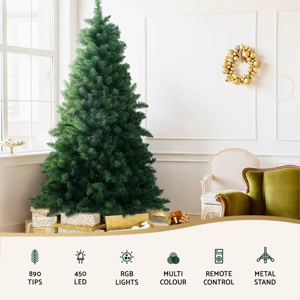 6FT / 1.8M Christmas Tree – 890 Tips – Pre-lit 450 RGB LED Lights with Remote - Image 4