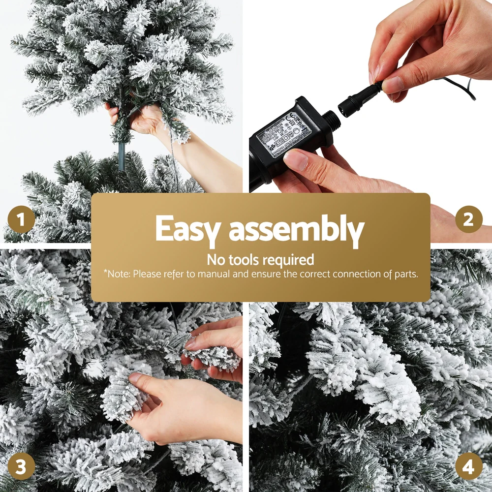 6FT / 1.8M Snow Flocked Christmas Tree – 828 Tips – Pre-lit 350 Warm White LED Lights (8 Modes) - Image 6