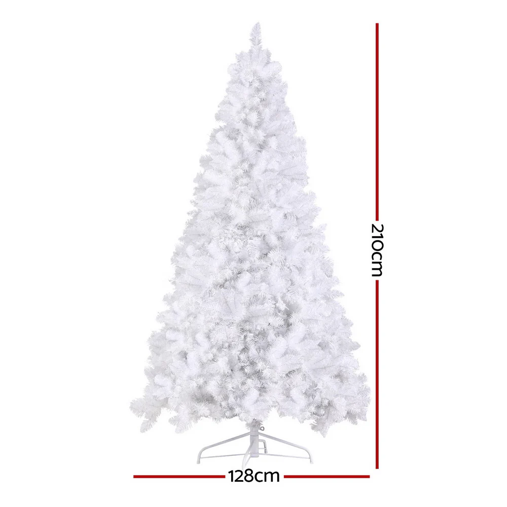 7FT / 2.1M White Christmas Tree – 1310 Tips – Pre-lit 450 RGB LED Lights with Remote - Image 2