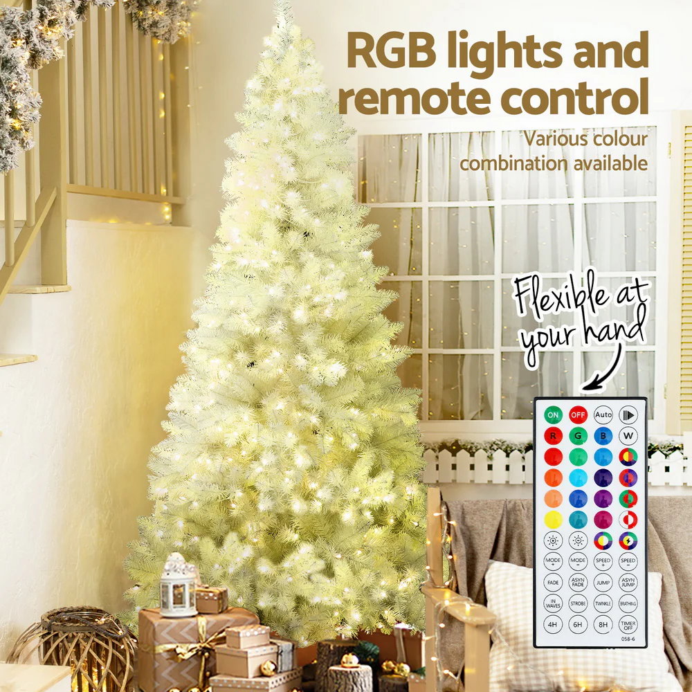 7FT / 2.1M White Christmas Tree – 1310 Tips – Pre-lit 450 RGB LED Lights with Remote - Image 5
