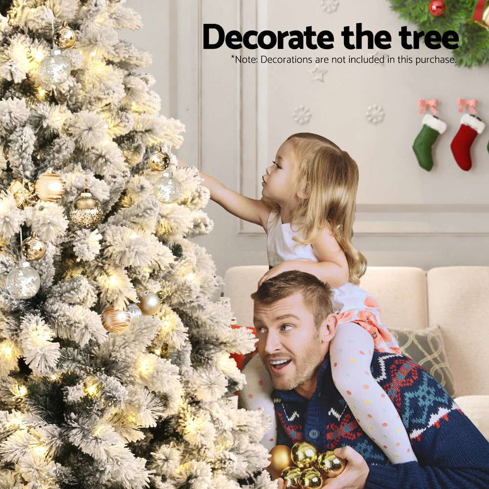 7FT / 2.1M Snow Flocked Christmas Tree – 1176 Tips – Pre-lit 500 Warm White LED Lights (8 Modes) - Image 4