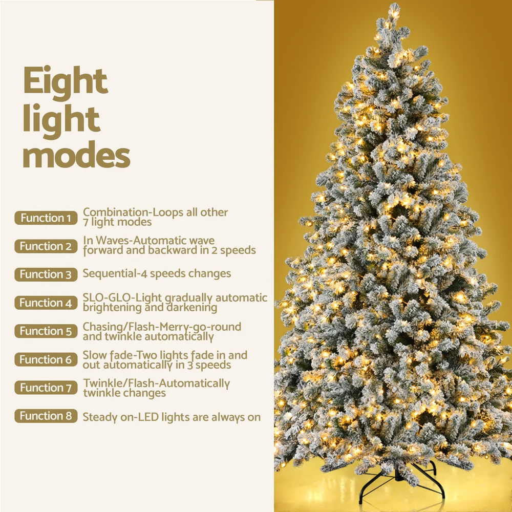 7FT / 2.1M Snow Flocked Christmas Tree – 1176 Tips – Pre-lit 500 Warm White LED Lights (8 Modes) - Image 5
