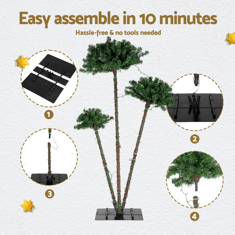 Christmas Tree 3-in-1 LED Xmas Palm Tree Party Decor 1.2/1.5/1.8M - Image 5