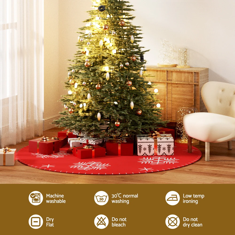 Christmas Tree Skirt 120cm Snowflake Ornaments Party Decorations - Image 6