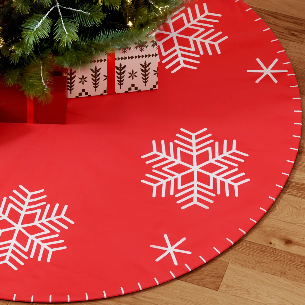 Christmas Tree Skirt 120cm Snowflake Ornaments Party Decorations - Image 7