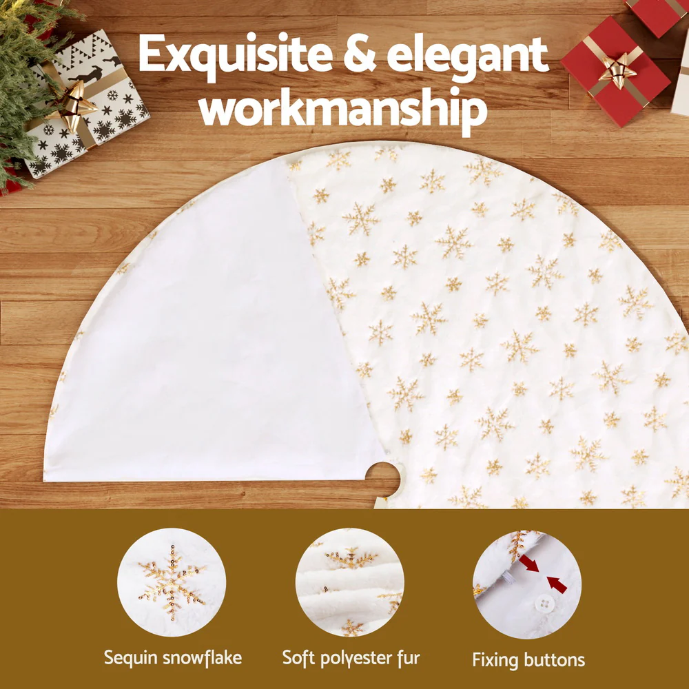 Christmas Tree Skirt 120cm Snowflake Ornaments Xmas Decorations - Image 4