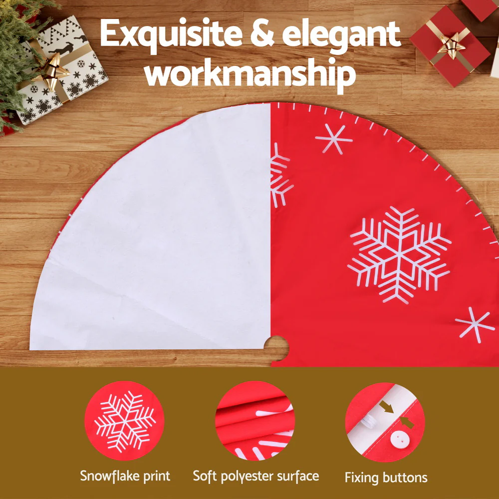 Christmas Tree Skirt 90cm Snowflake Ornaments Party Decorations - Image 4