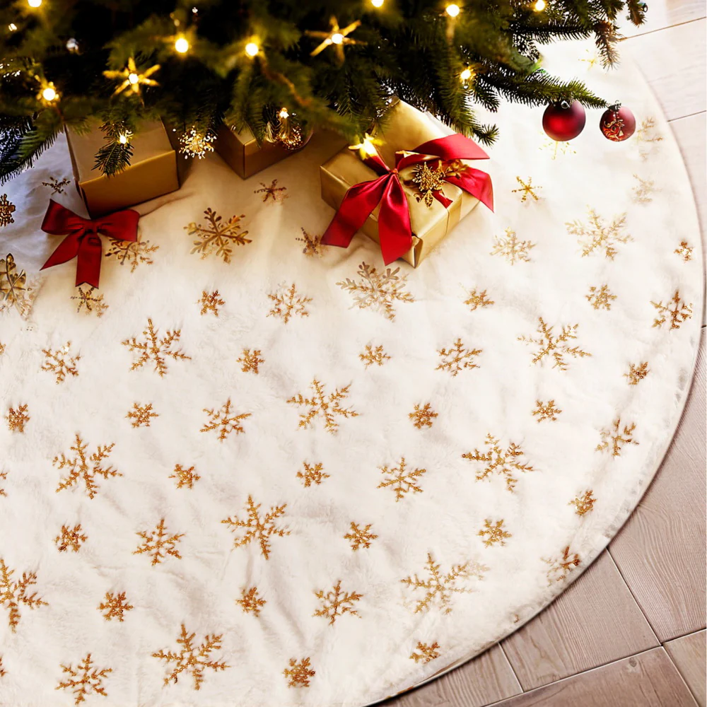 Christmas Tree Skirt 90cm Snowflake Ornaments Xmas Decorations - Image 7