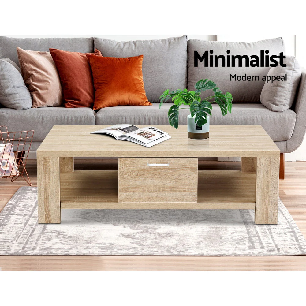 Coffee Table 1 Drawer Oak Maxi - Image 4