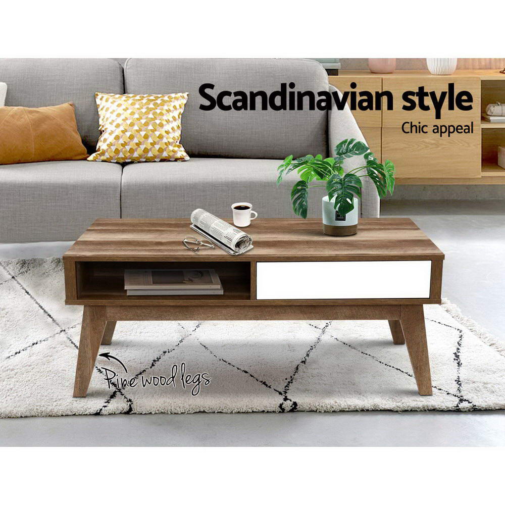 Coffee Table 2 Drawers Walnut Serena - Image 3