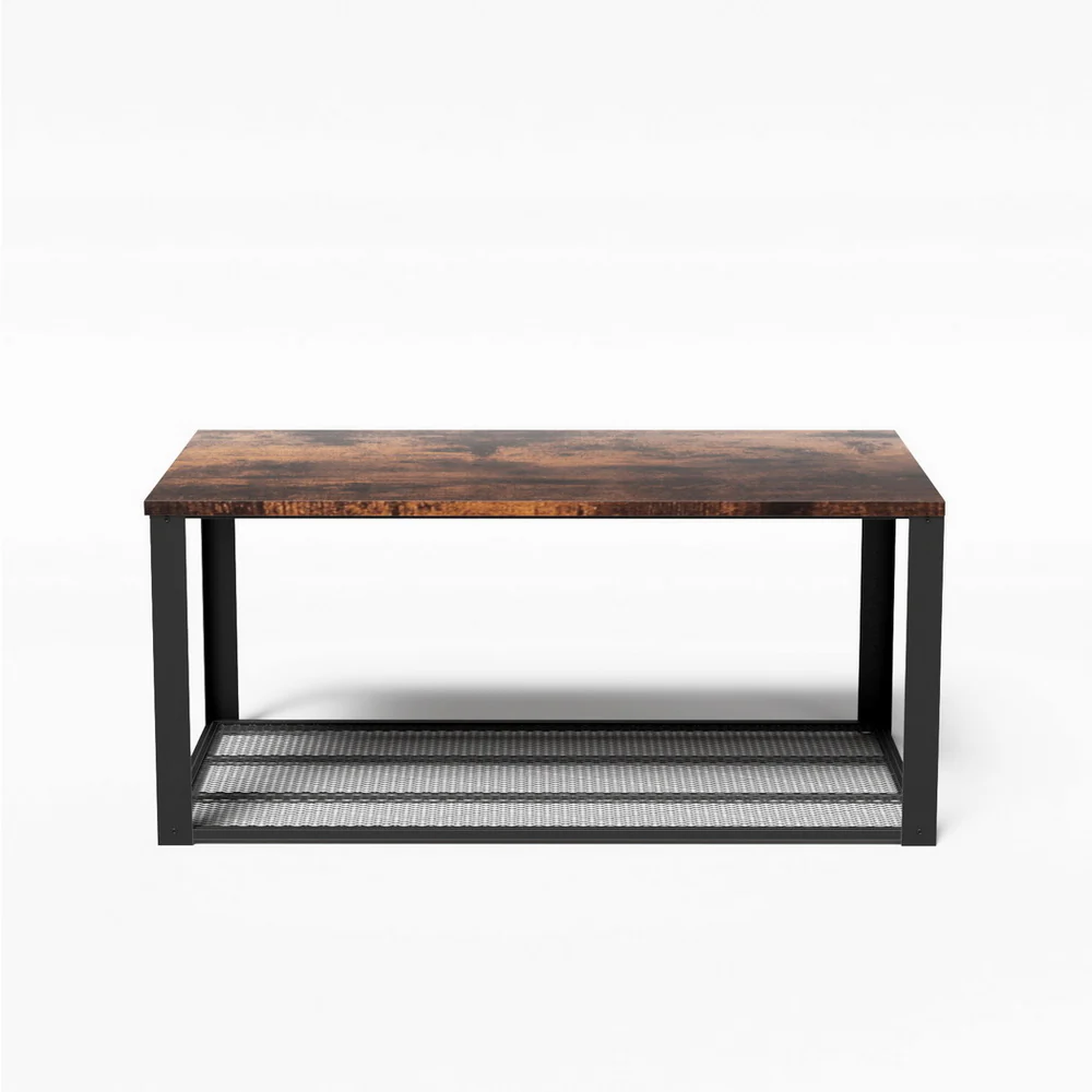 Coffee Table 2-Tier Rustic Brown 104CM - Image 2