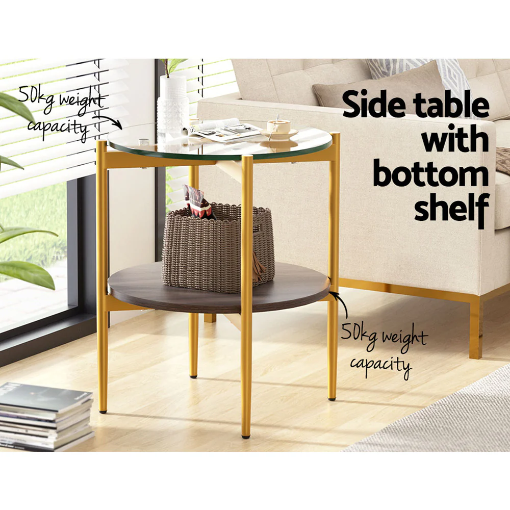 Coffee Table 45CM Round Tempered Glass Carol - Image 4