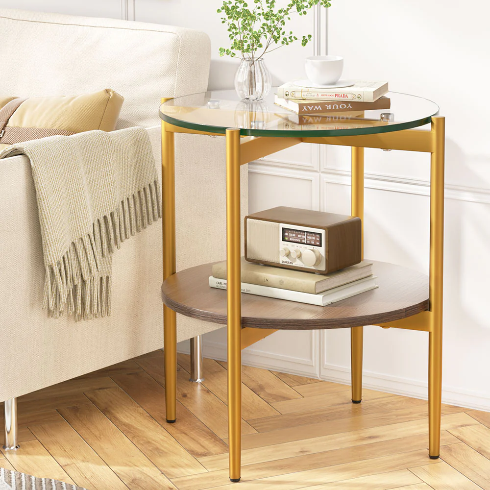 Coffee Table 45CM Round Tempered Glass Carol - Image 7