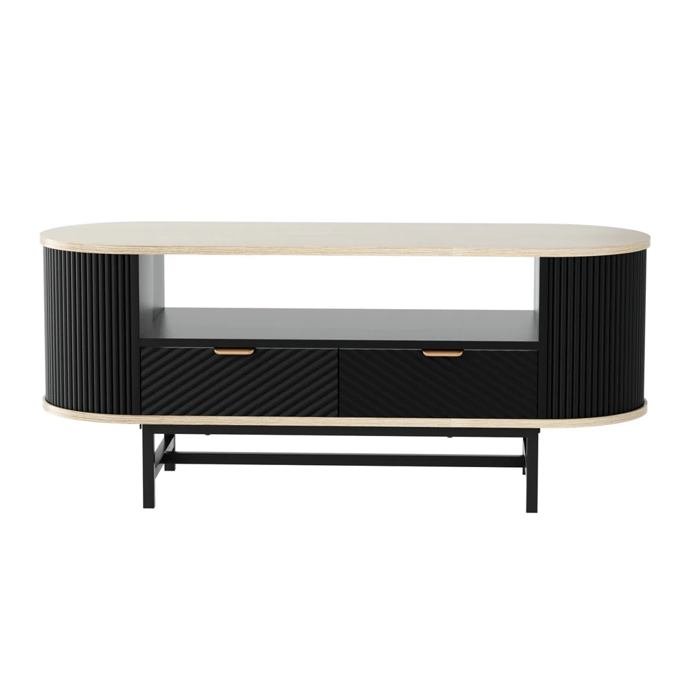 Coffee Table Drawer Shelf Wood&Black - Image 3