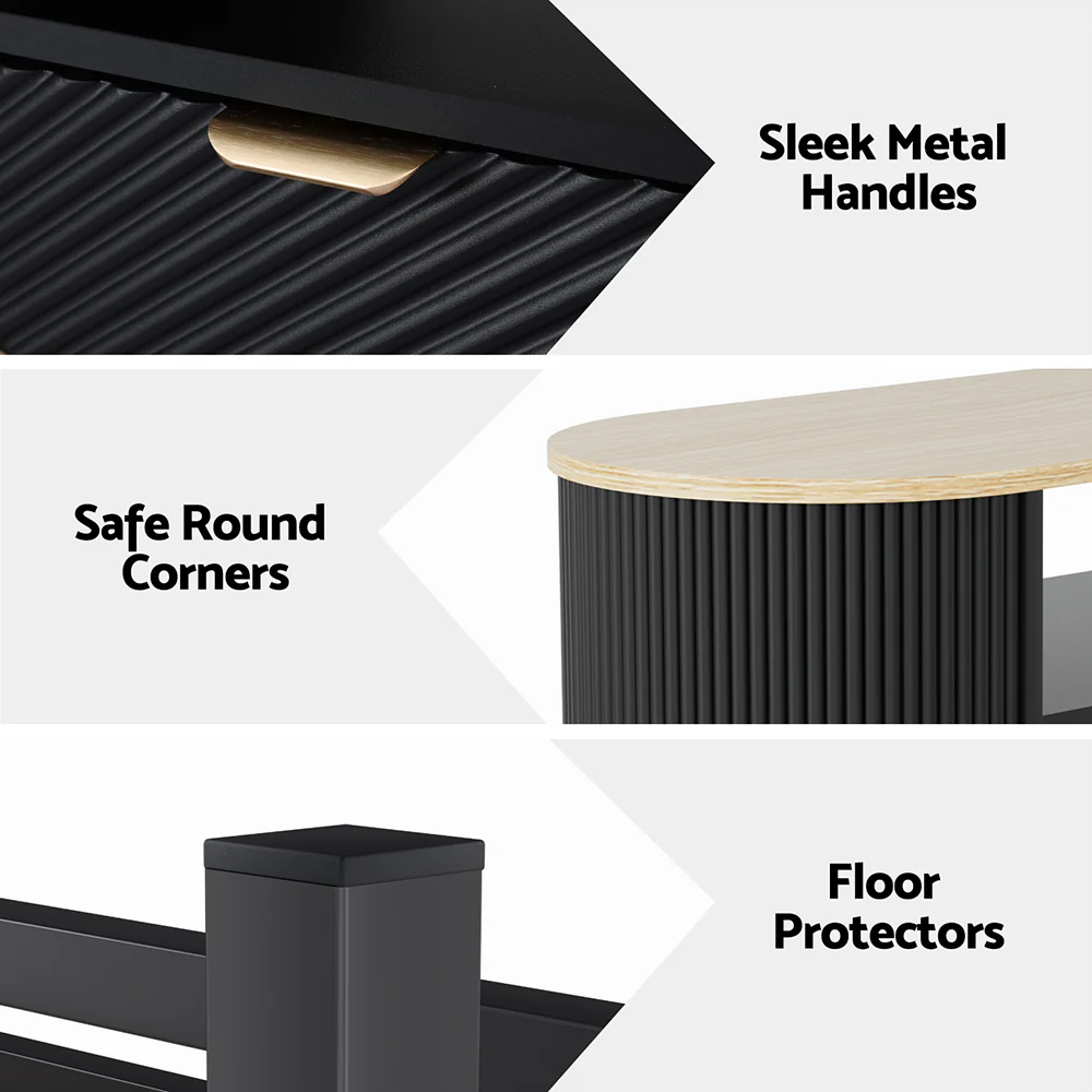 Coffee Table Drawer Shelf Wood&Black - Image 6
