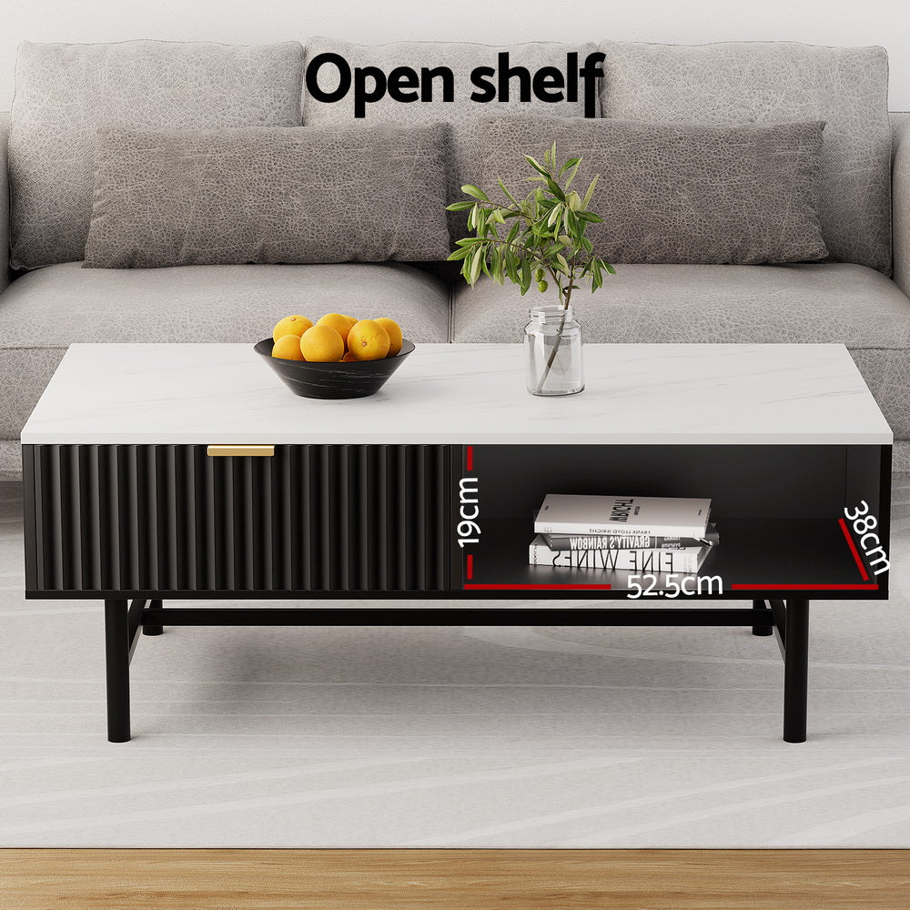 Coffee Table Drawer Storage Shelf Black - Image 4