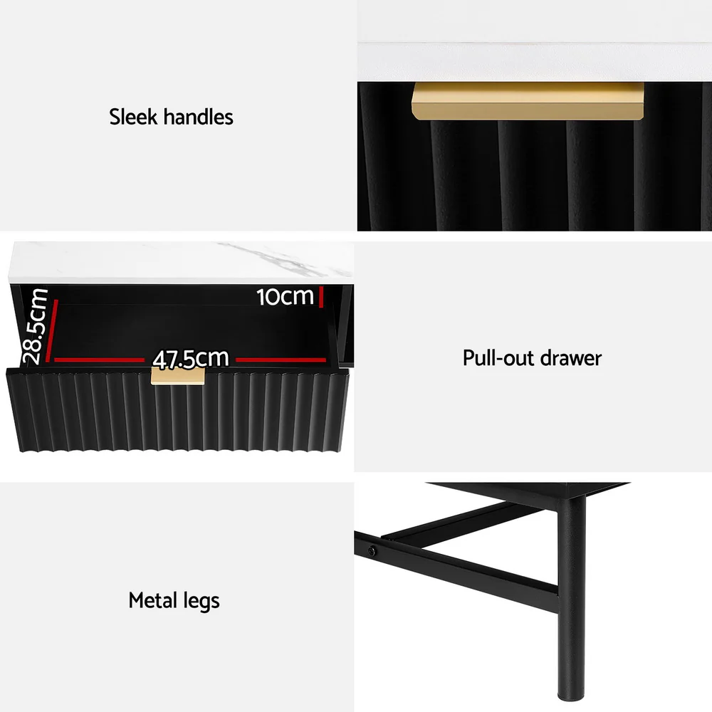 Coffee Table Drawer Storage Shelf Black - Image 6