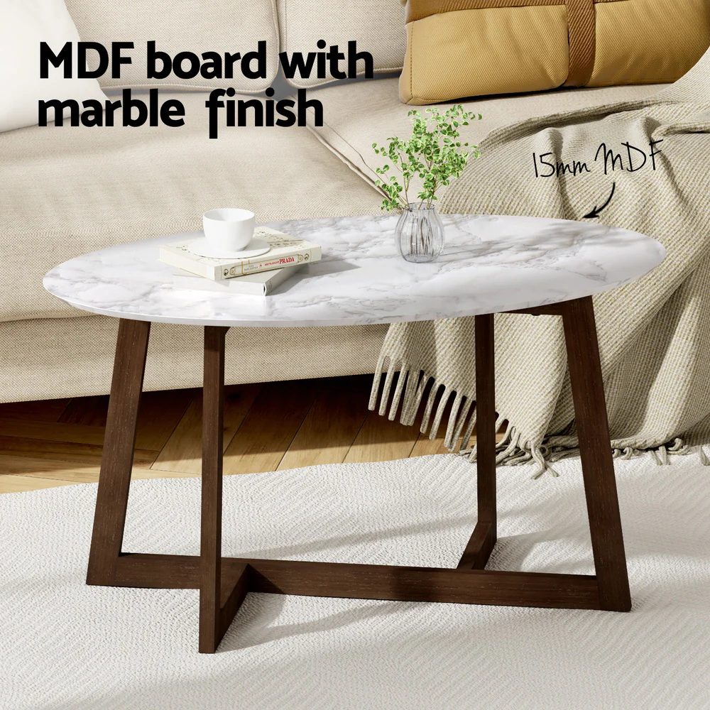 Coffee Table Oval Marble Effect - Image 4