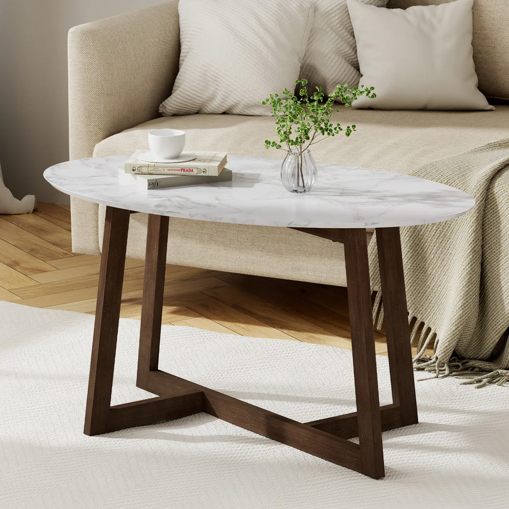 Coffee Table Oval Marble Effect - Image 7