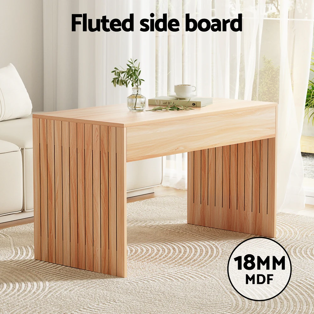 Coffee Table Rectangle Fluted Side 100CM - Image 6