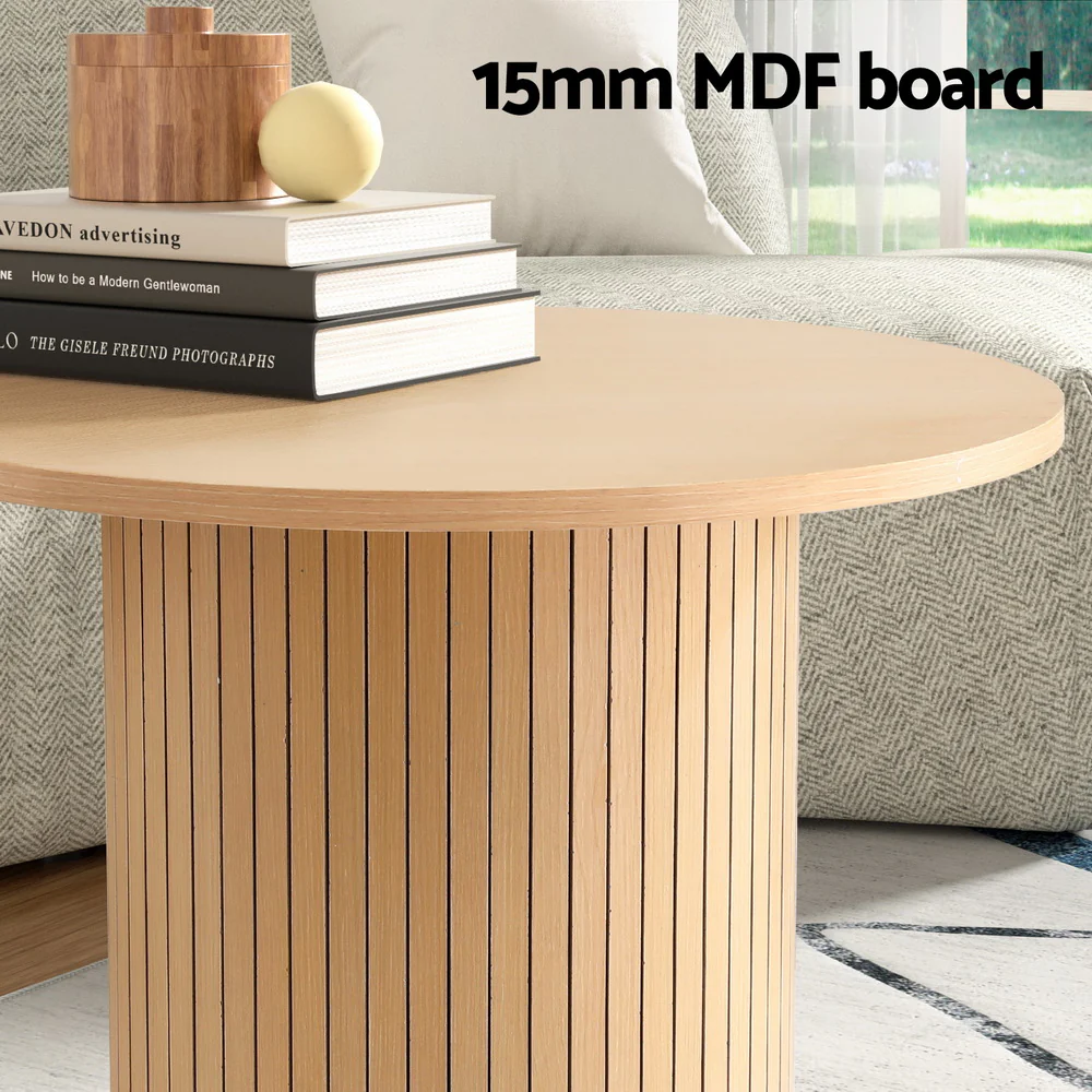 Coffee Table Round Fluted - Image 4