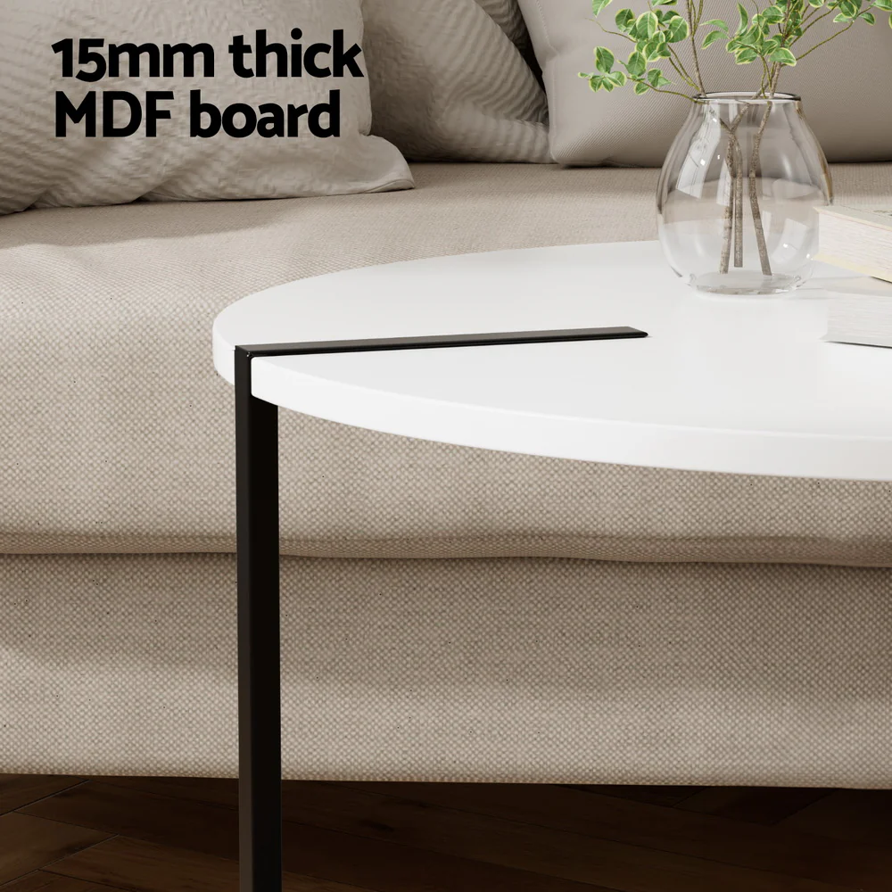 Coffee Table Side Table Round White Cedric - Image 5