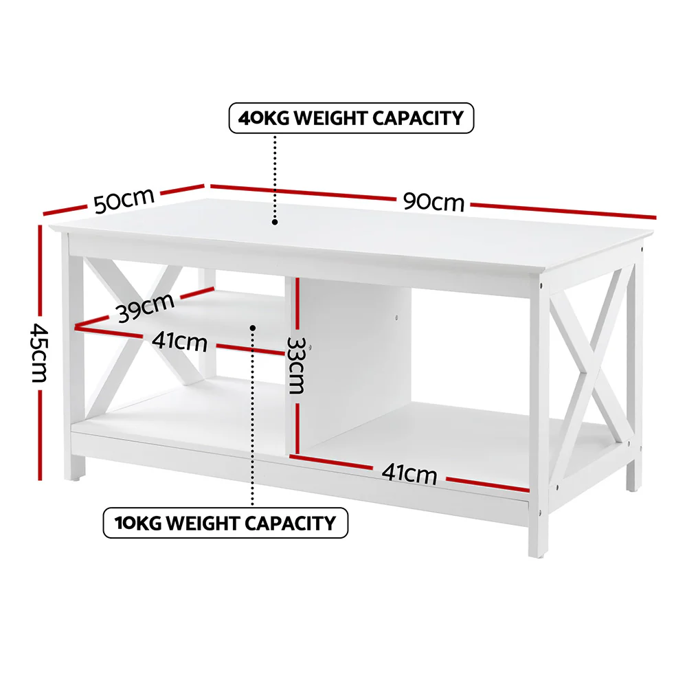 Coffee Table Storage Shelf White - Image 2