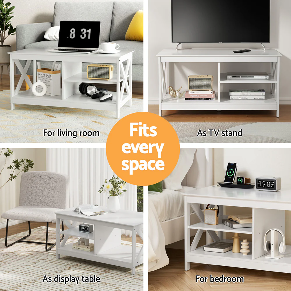 Coffee Table Storage Shelf White - Image 6
