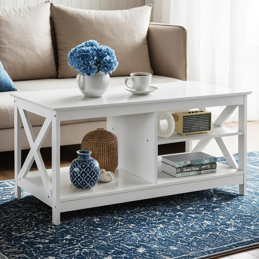 Coffee Table Storage Shelf White - Image 7