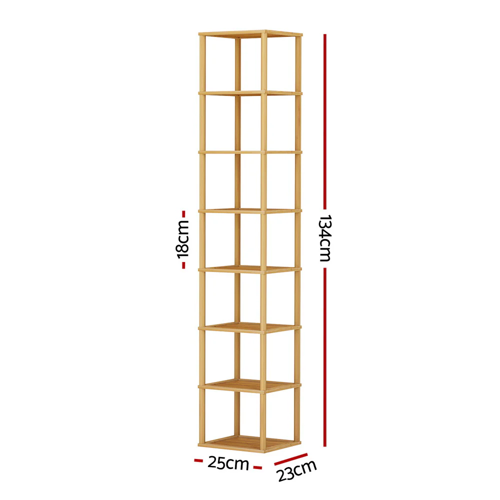 Compact 8-Tier Bamboo Shoe Rack - Image 3