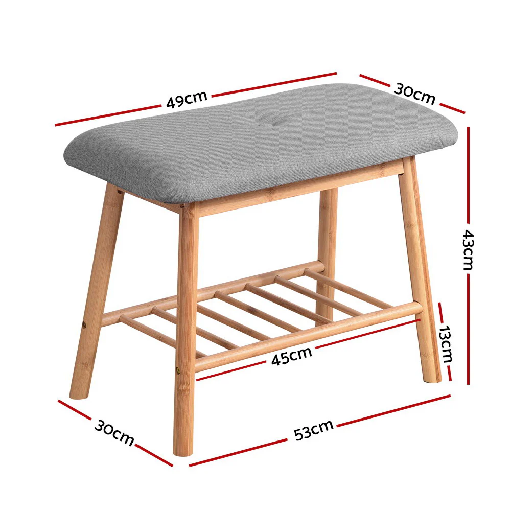 Compact Bamboo Shoe Rack Bench – Natural - Image 2