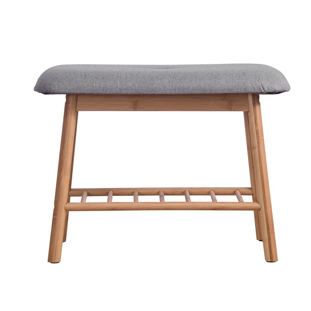 Compact Bamboo Shoe Rack Bench – Natural - Image 3