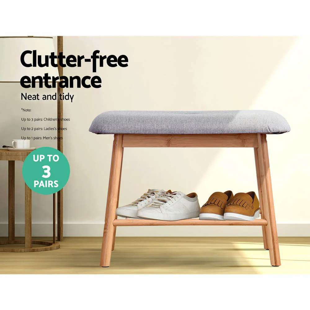 Compact Bamboo Shoe Rack Bench – Natural - Image 4