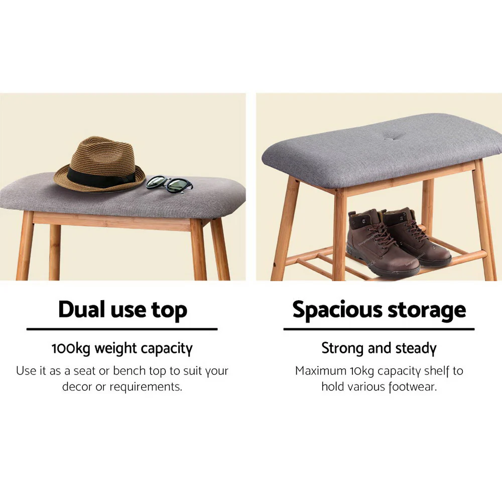 Compact Bamboo Shoe Rack Bench – Natural - Image 6