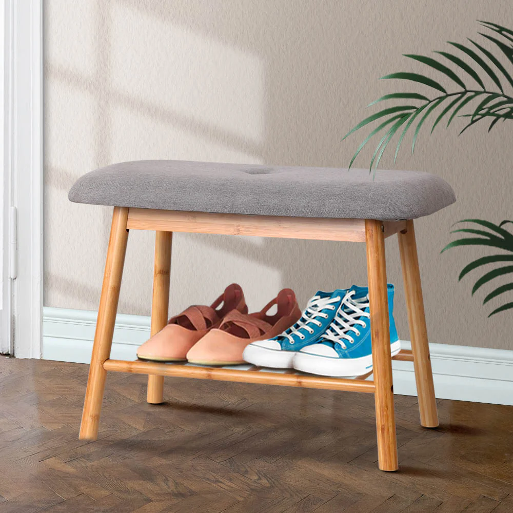 Compact Bamboo Shoe Rack Bench – Natural - Image 7