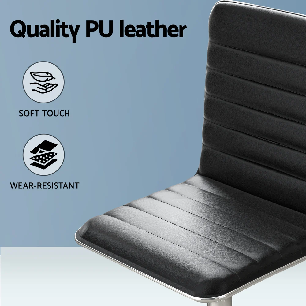 Computer Desk 120cm Executive Office Chairs Set PU Leather Low Back Black - Image 5