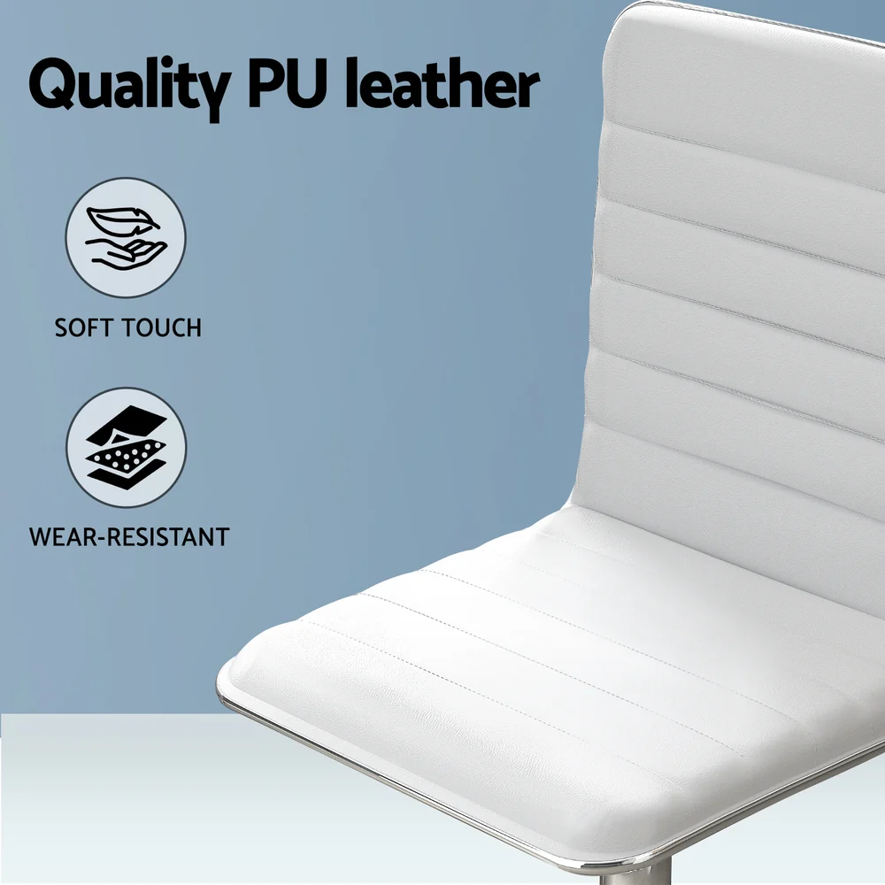 Computer Desk 120cm Executive Office Chairs Set PU Leather Low Back White - Image 5