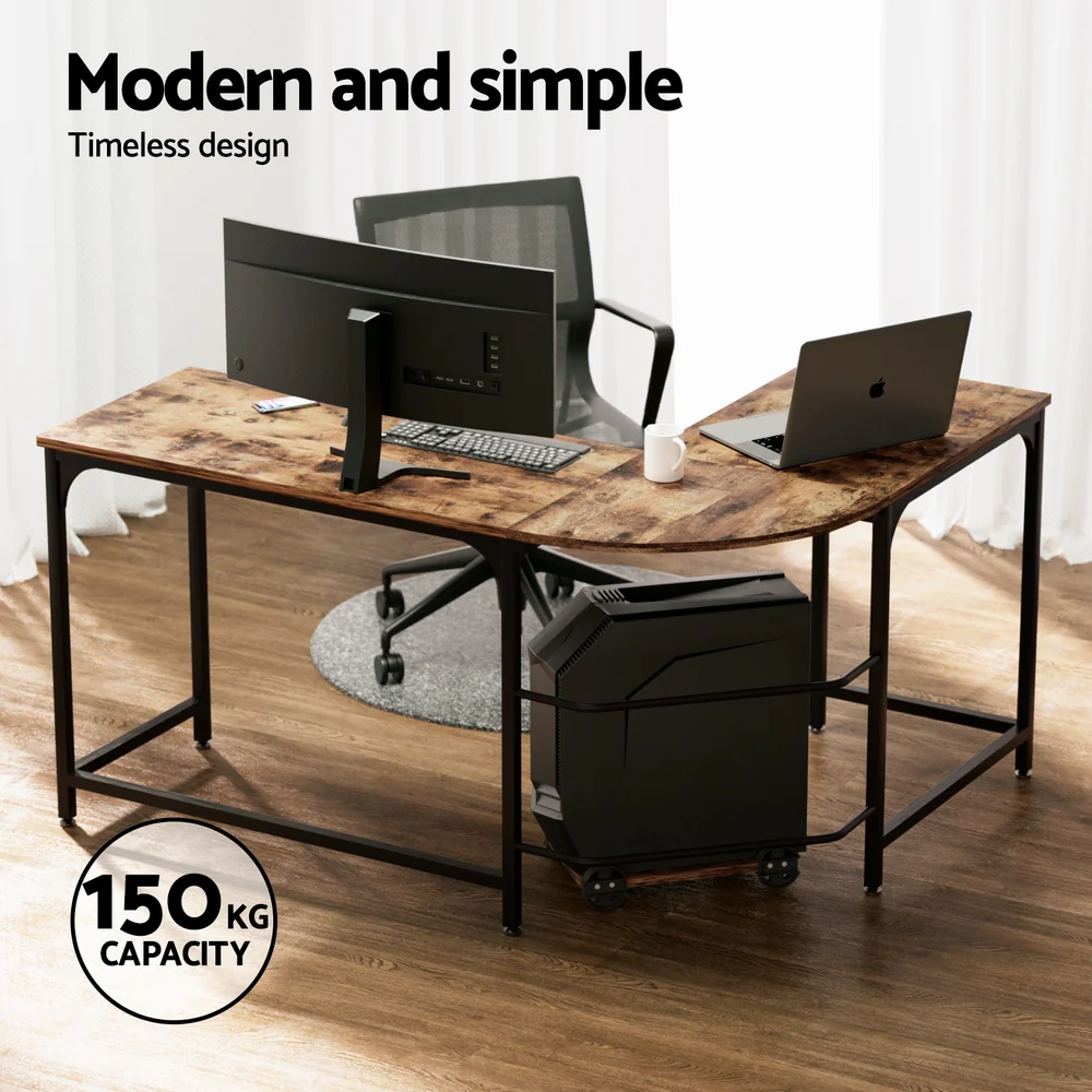 Computer Desk L-Shape CPU Stand Brown 147CM - Image 4