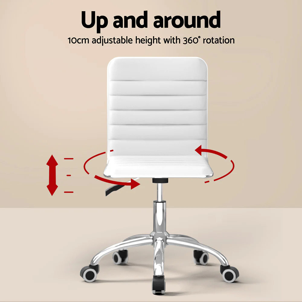 Computer Desk Office Chair Set PU Leather Home Study Table 100cm White - Image 5