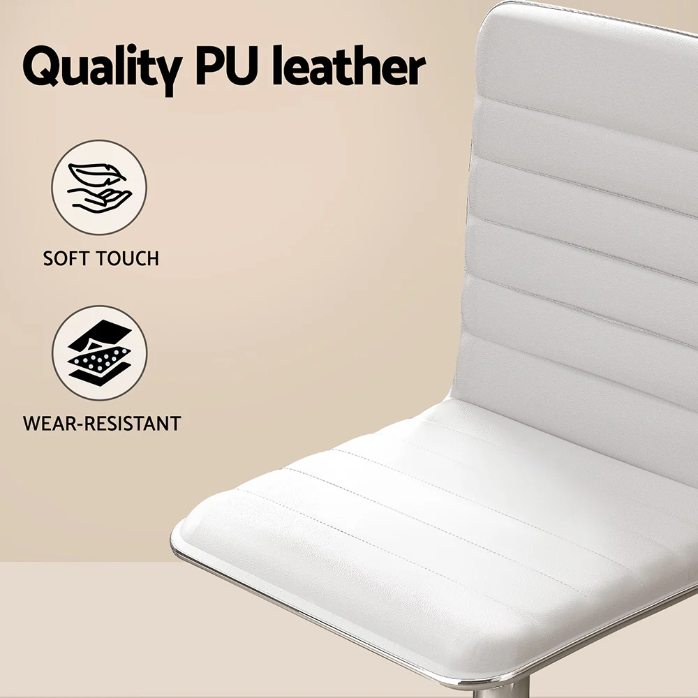 Computer Desk Office Chair Set PU Leather Home Study Table 100cm White - Image 6
