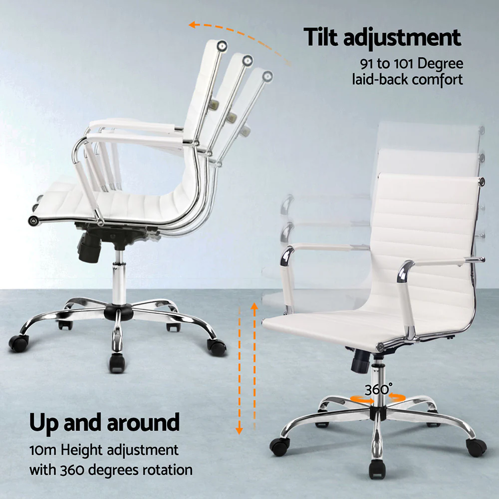 Computer Desk Office Chair Set PU Leather Wall Mount Foldable Table White - Image 6