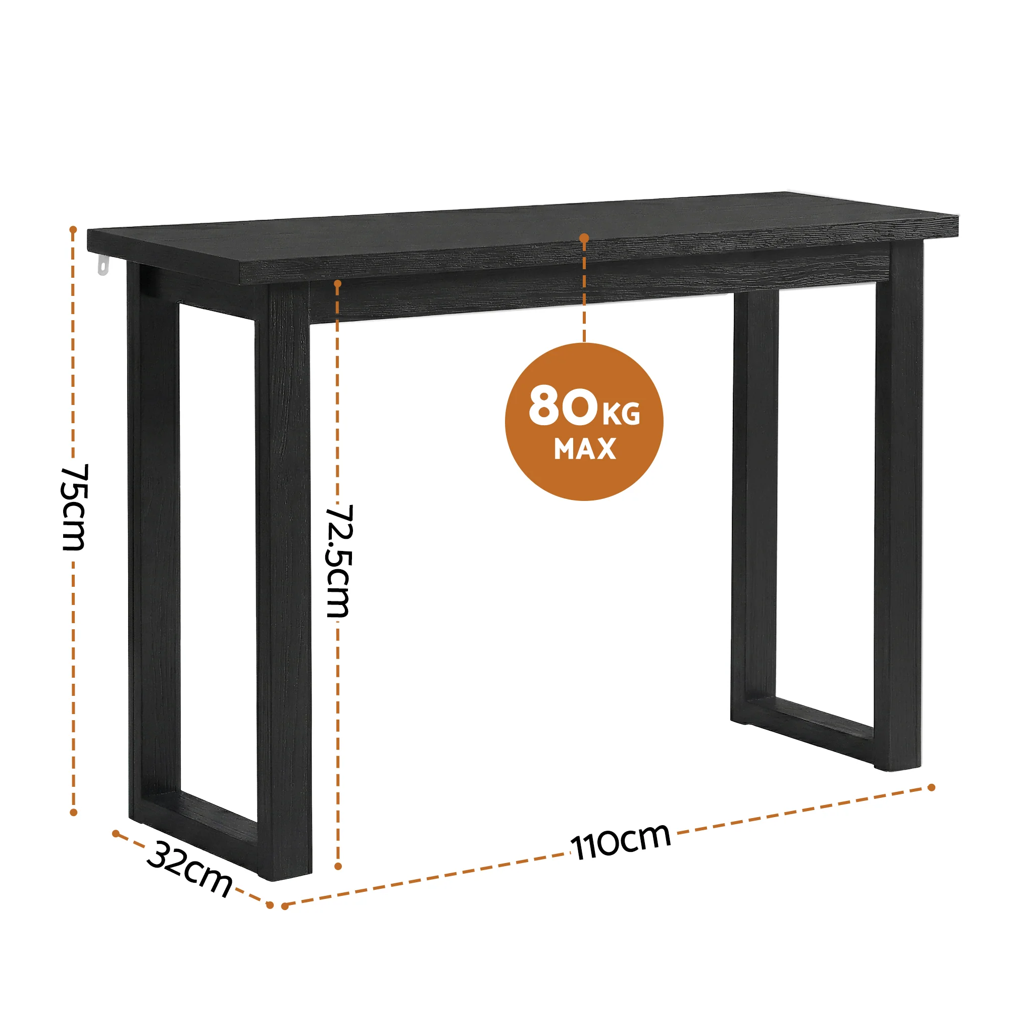 Console Table 110CM Black - Minimalist Ski-Leg Design - Image 3