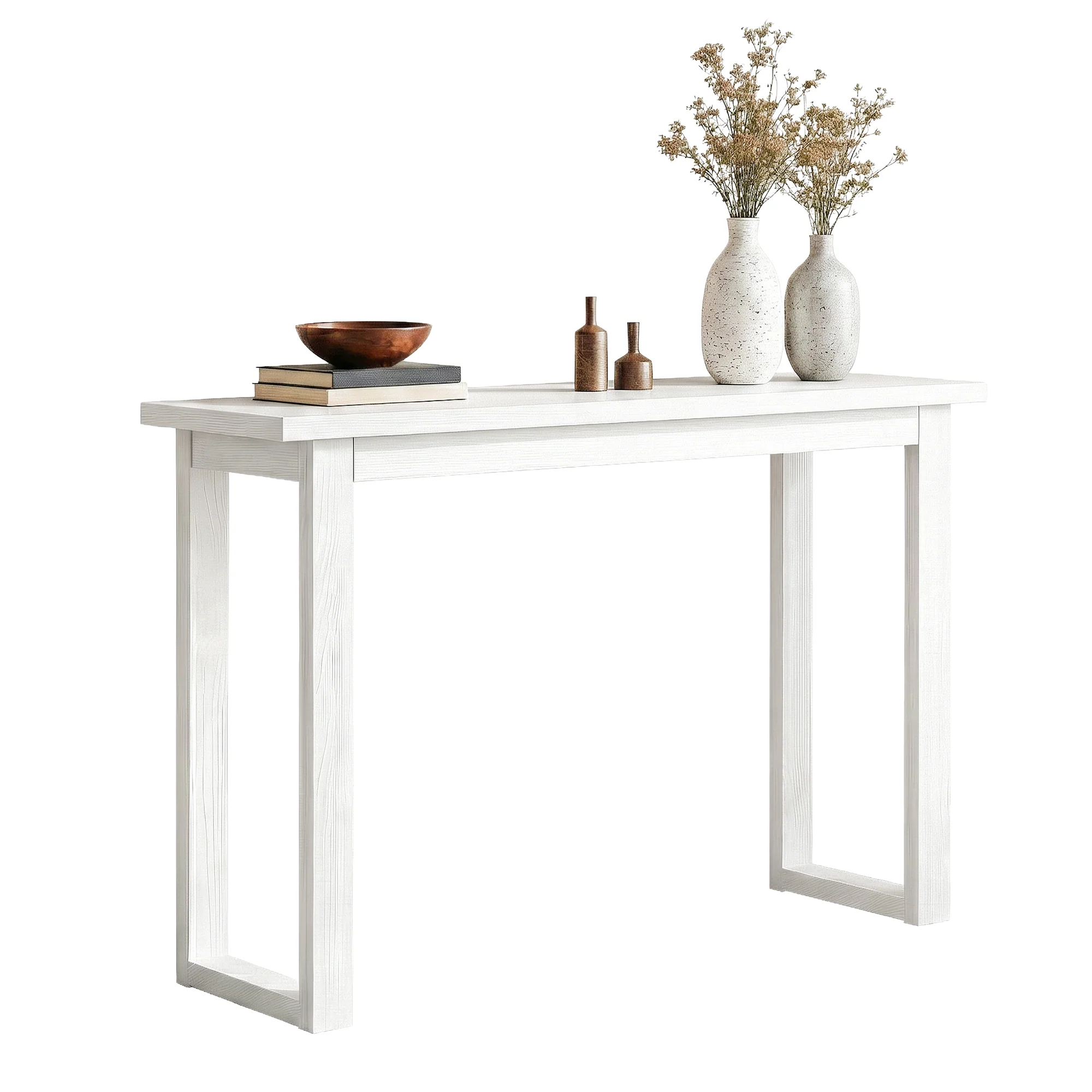 Console Table 110CM Minimalist Design with Storage - White - Image 10