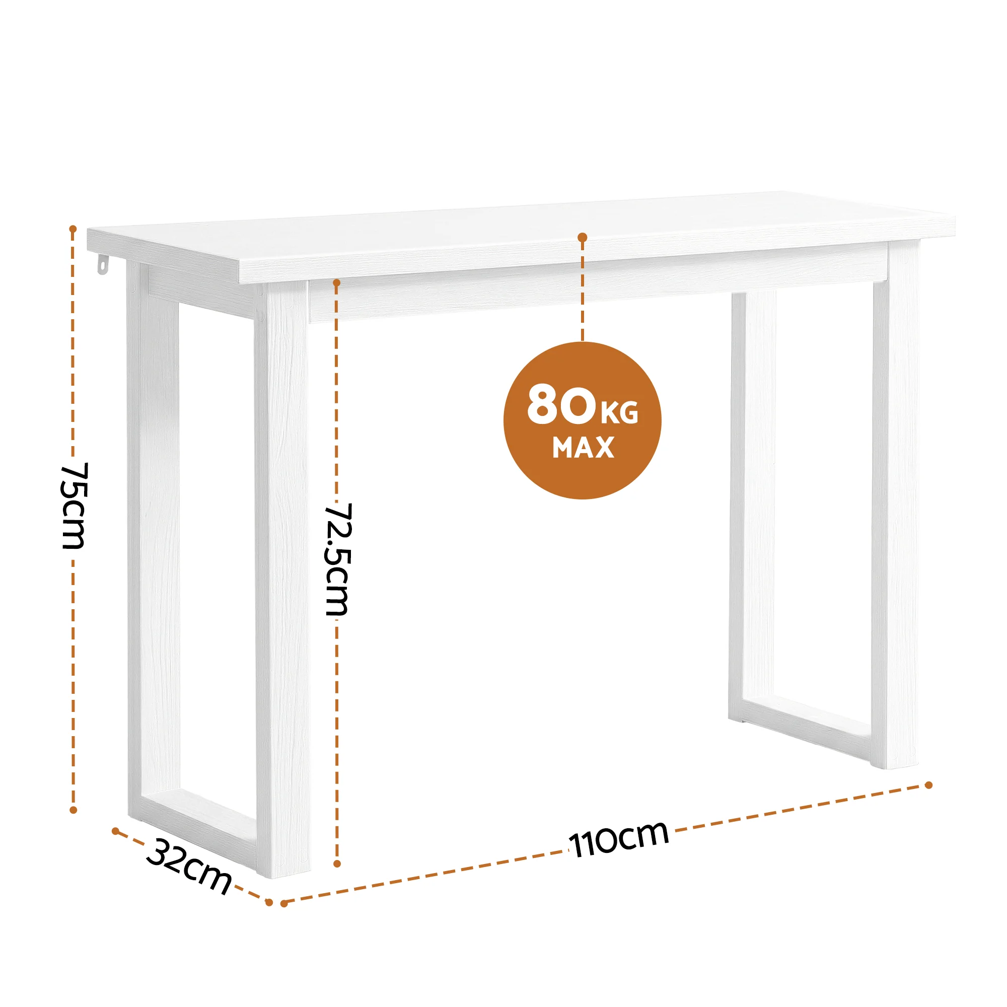 Console Table 110CM Minimalist Design with Storage - White - Image 3