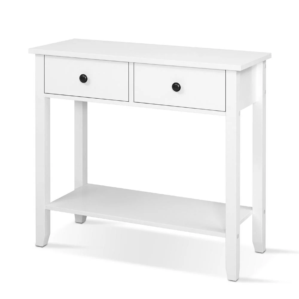 Console Table 2 Drawers 80CM White Chole - Image 2
