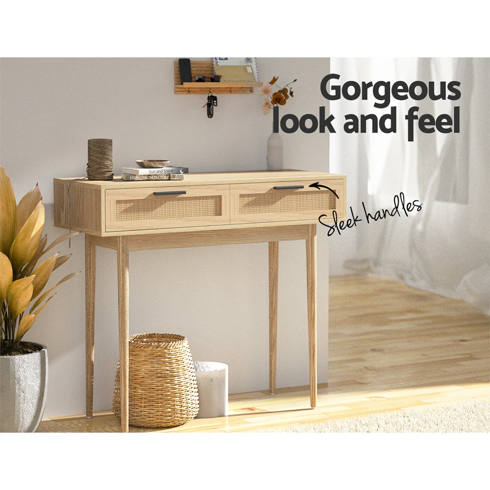 Console Table 2 Rattan Drawers - Image 5