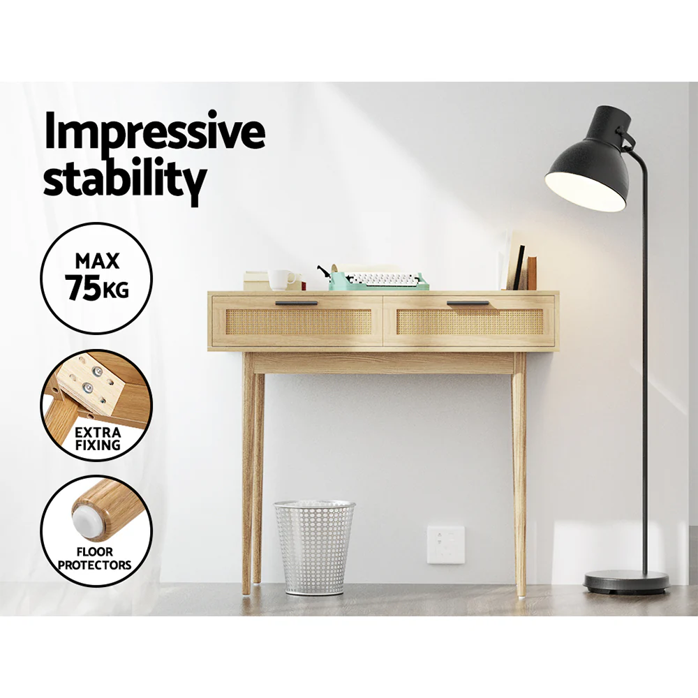 Console Table 2 Rattan Drawers - Image 6
