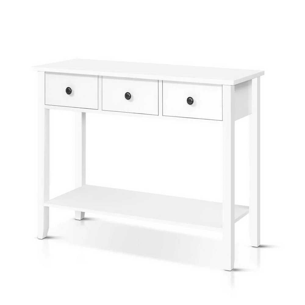 Console Table 3 Drawers 100CM White Chole - Image 2